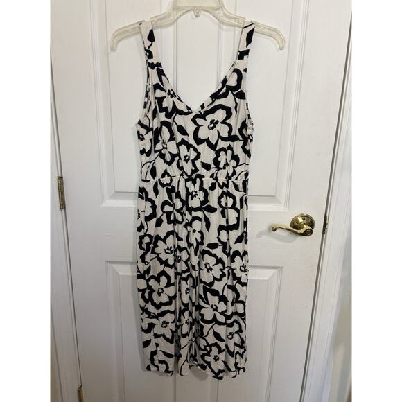 Linen Blend Floral Sleeveless Button Midi Dress Size Medium Beachy Coastal Boho - Picture 2 of 7